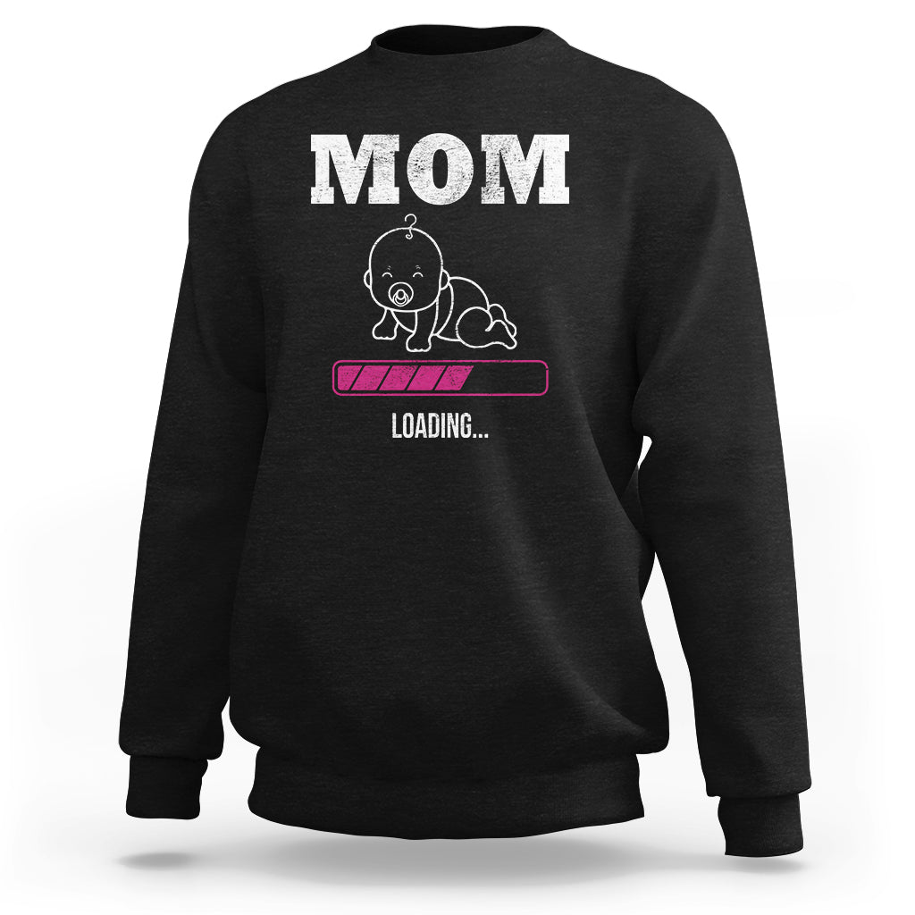 Black mom loading sweatshirt with 'MOM' and loading bar graphic