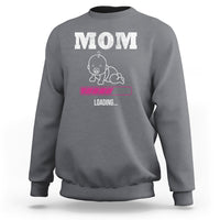 Charcoal mom loading sweatshirt with 'MOM' and loading bar graphic