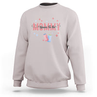 Ice gray maternity sweatshirt with “Soon To Be” graphic, baby shoes, and star accents