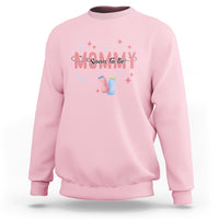 Light pink maternity sweatshirt with “Soon To Be” graphic, baby shoes, and star accents