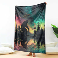 Bigfoot and Alien Throw Blanket UFO Themed