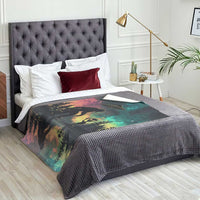 Bigfoot and Alien Throw Blanket UFO Themed
