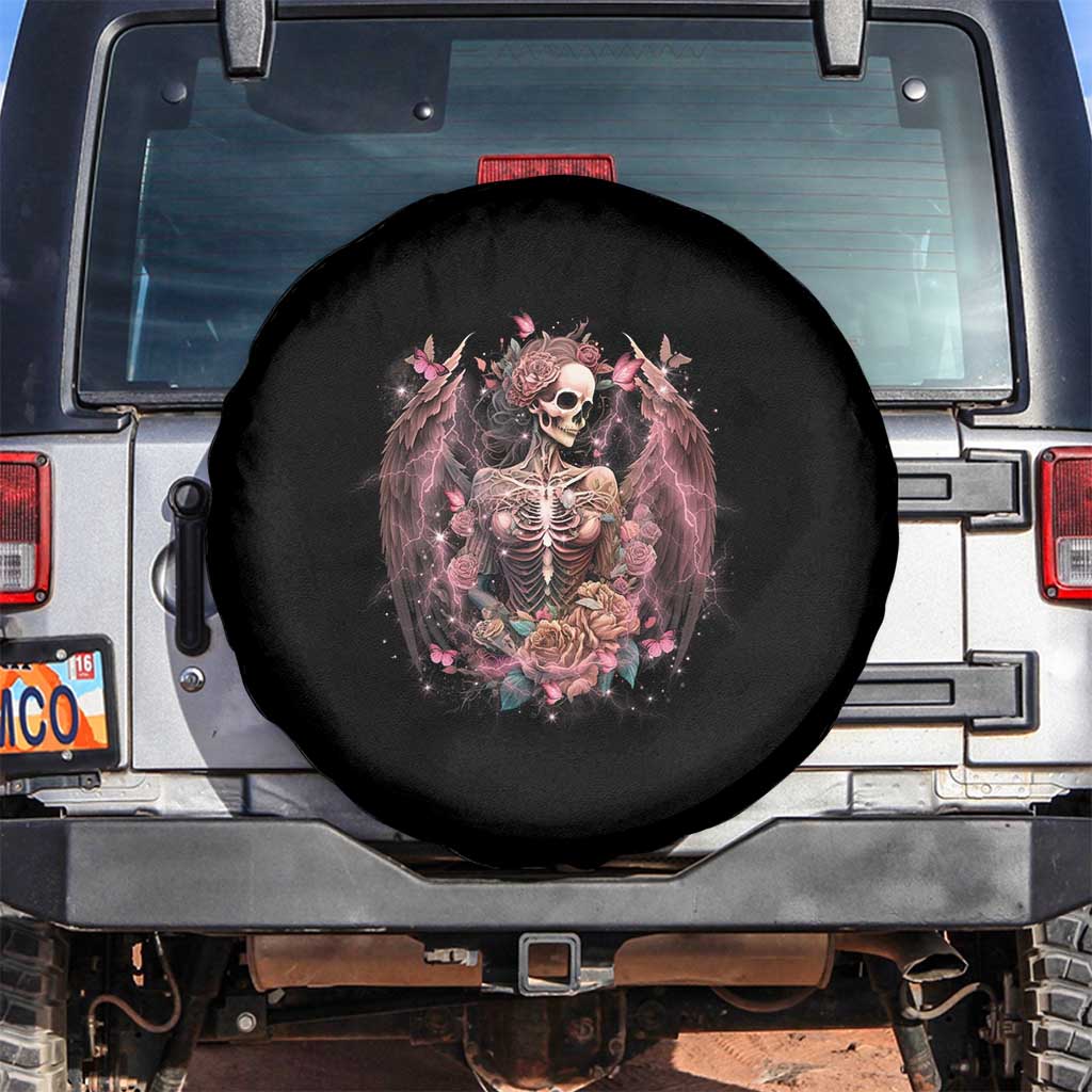 Floral Gothic Skeleton Spare Tire Cover In My Next Life I Want To Be The Karma Fairy Goblincore  Roses Skull