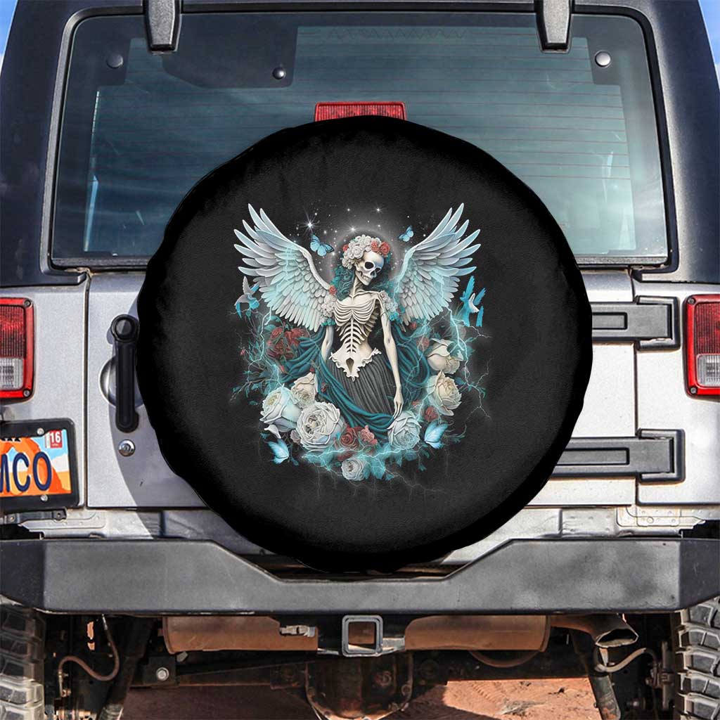 Floral Gothic Skeleton Spare Tire Cover In My Next Life I Want To Be The Karma Fairy Goblincore Floral  Roses Skull Angel