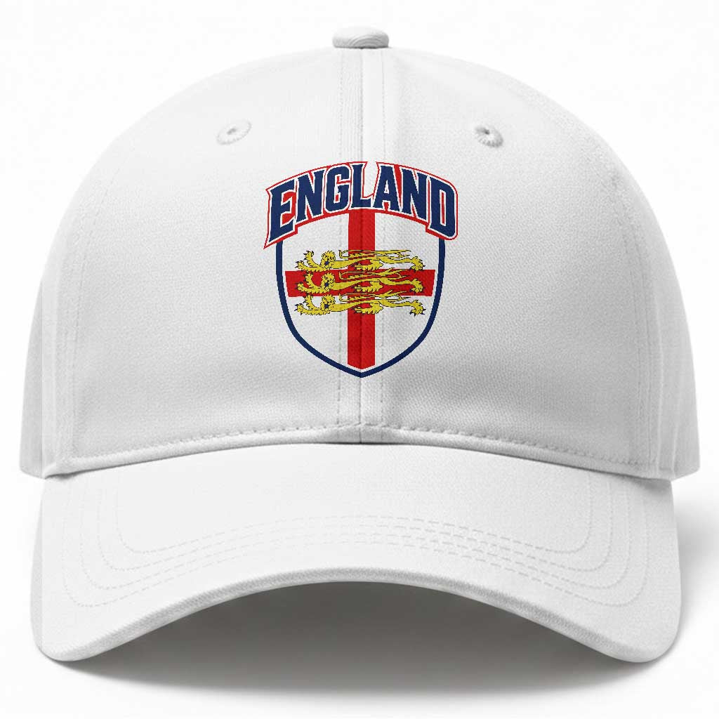 England Flag Lion Crest St George Cross Shield Crest Baseball Cap Vintage Patriotic English Sport Fan Graphic