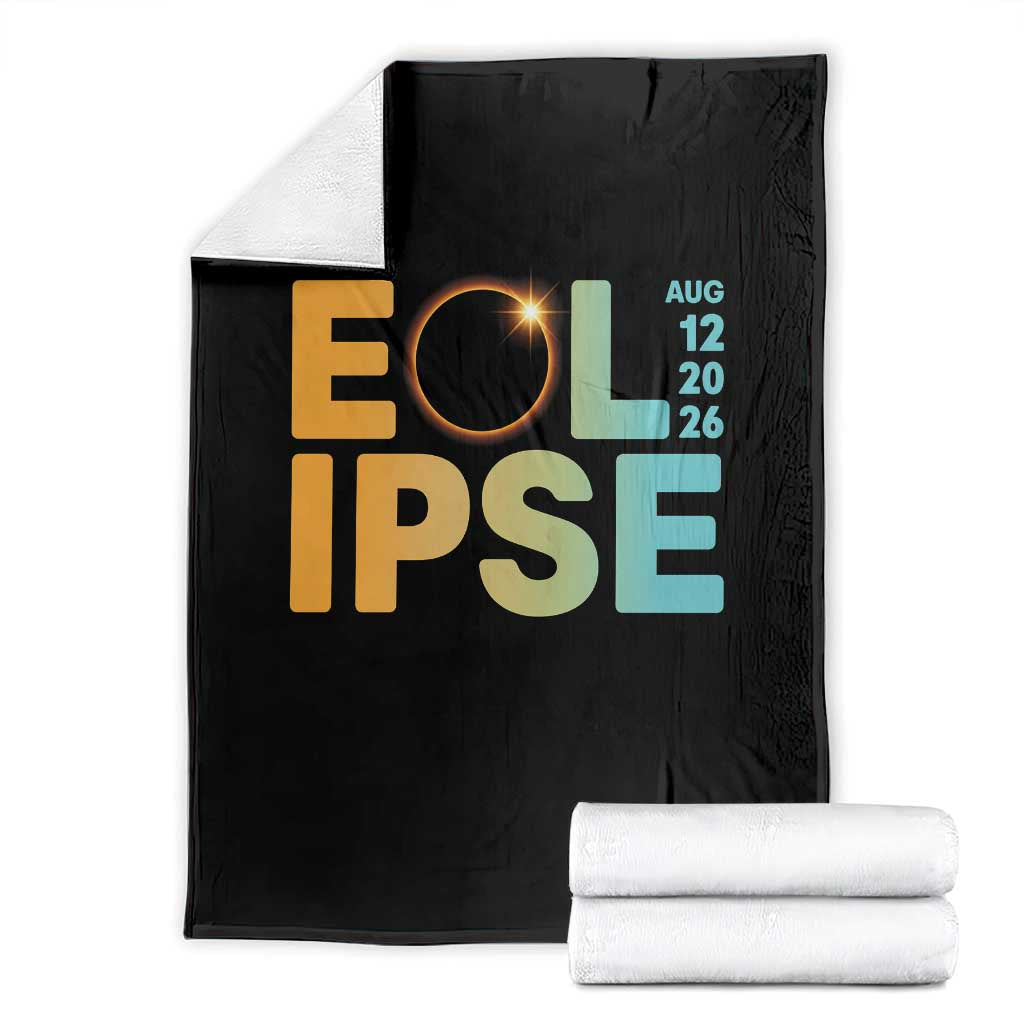 2026 Total Solar Eclipse Retro Typography Throw Blanket August 12 Totality Astronomy Gift