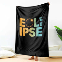 2026 Total Solar Eclipse Retro Typography Throw Blanket August 12 Totality Astronomy Gift