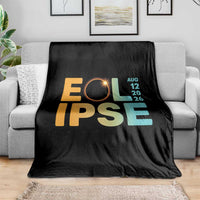 2026 Total Solar Eclipse Retro Typography Throw Blanket August 12 Totality Astronomy Gift