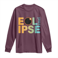 2026 Total Solar Eclipse Retro Typography Long Sleeve Shirt August 12 Totality Astronomy Gift