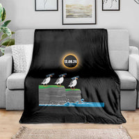 Cute Cartoon Puffins 2026 Total Solar Eclipse Throw Blanket August 12 Totality Funny Astronomy Gift
