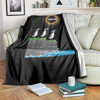 Cute Cartoon Puffins 2026 Total Solar Eclipse Throw Blanket August 12 Totality Funny Astronomy Gift