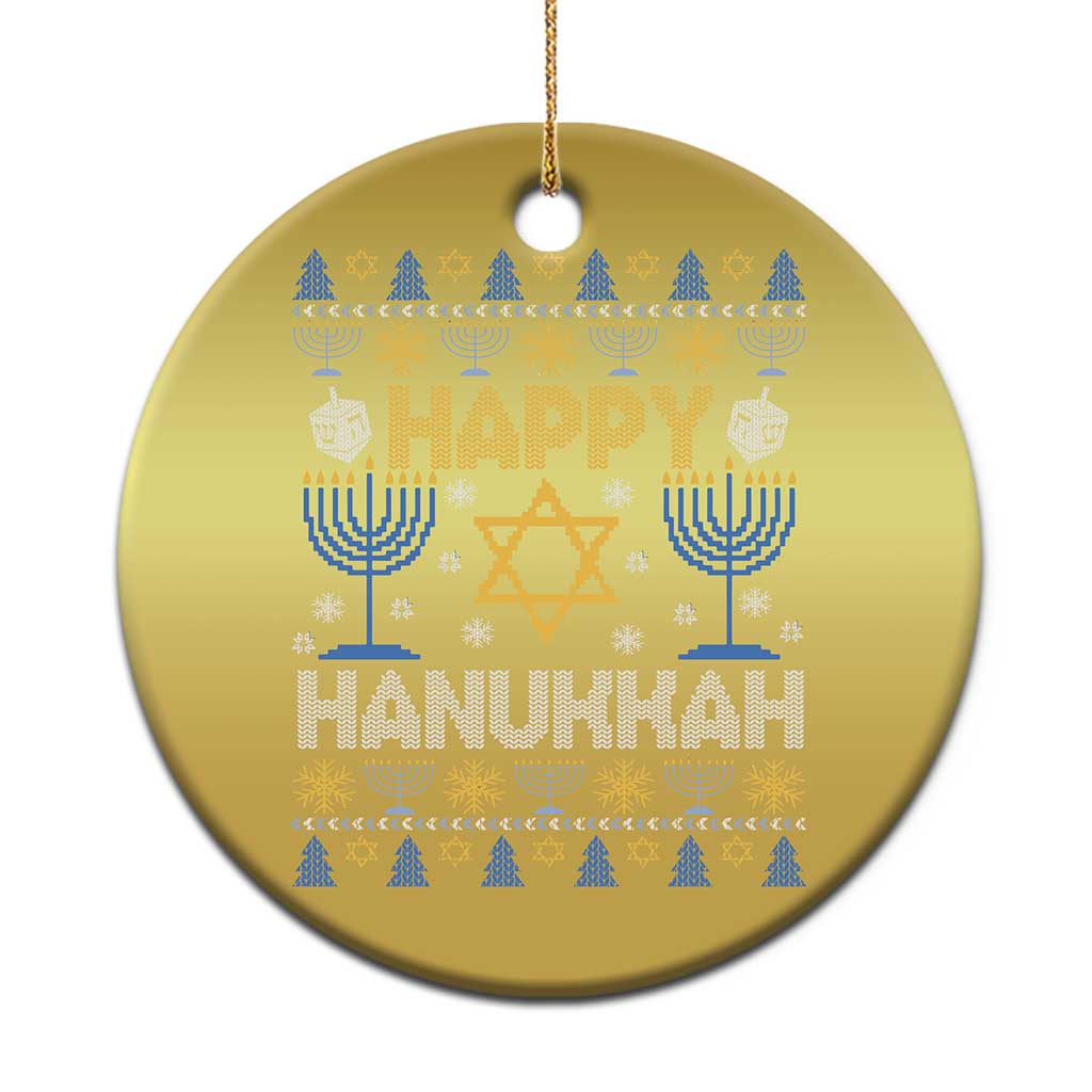 Happy Hanukkah Christmas Ornament Jewish Festival of Lights Hanukkiah Menorah Ugly Chanukah - Wonder Print Shop