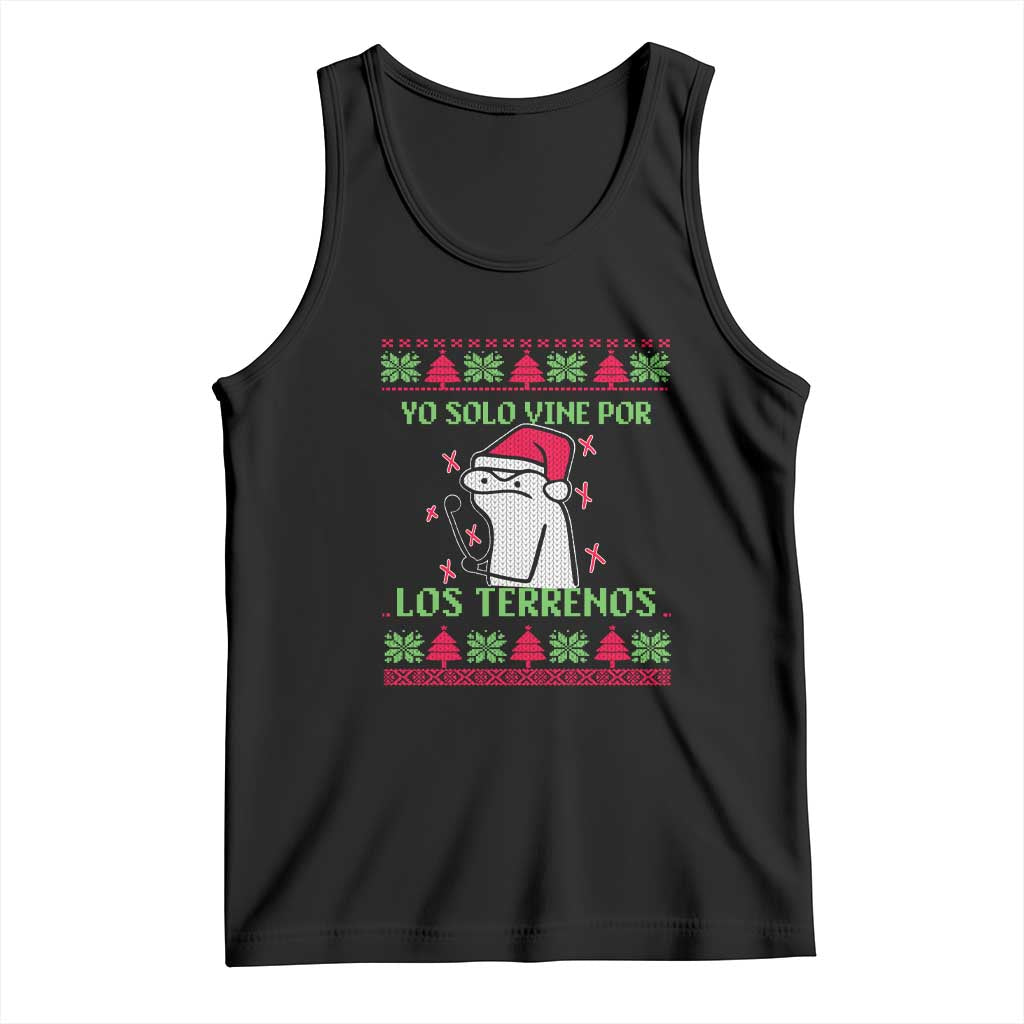 Funny Spanish Ugly Christmas Tank Top Yo Solo Vine Por Los Terrenos I'm Just Here For Feliz Navidad