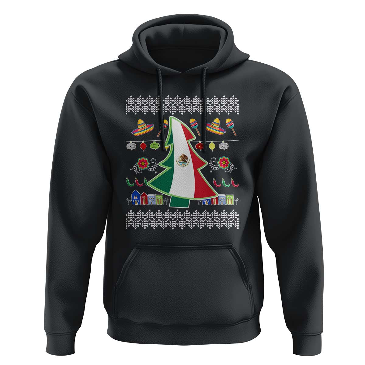 Mexican Christmas Hoodie Mexico Flag Xmas Tree Ugly Sweater