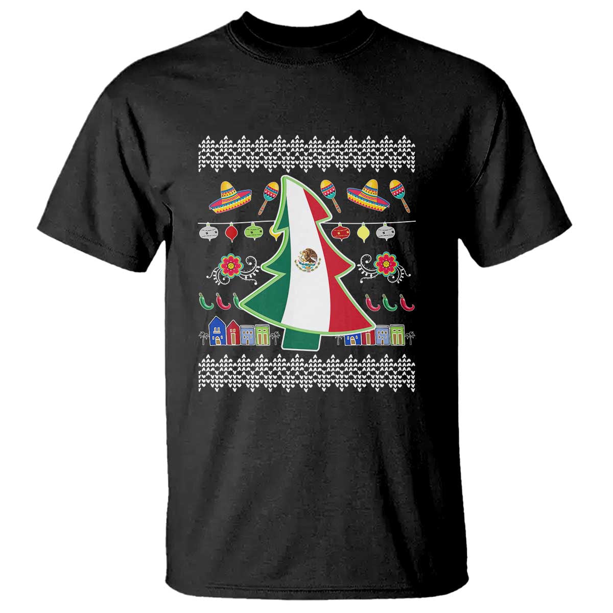 Mexican Christmas T Shirt Mexico Flag Xmas Tree Ugly Sweater