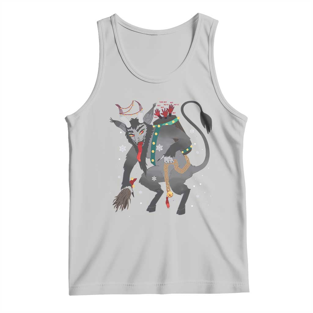 Light gray tank top with colorful Krampus-style horror graphic front