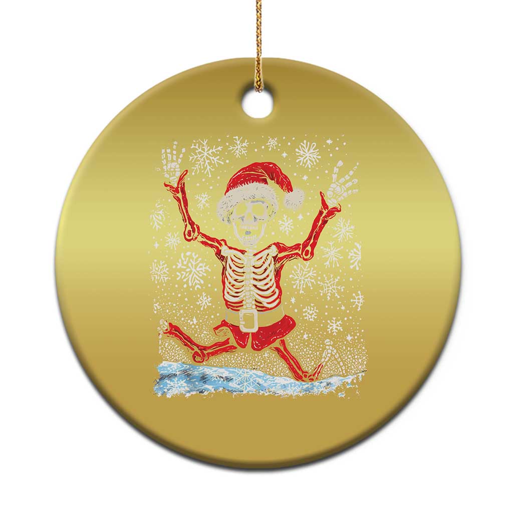 Dancing Skeleton Xmas Christmas Ornament Snowy Xmas Night Santa - Wonder Print Shop