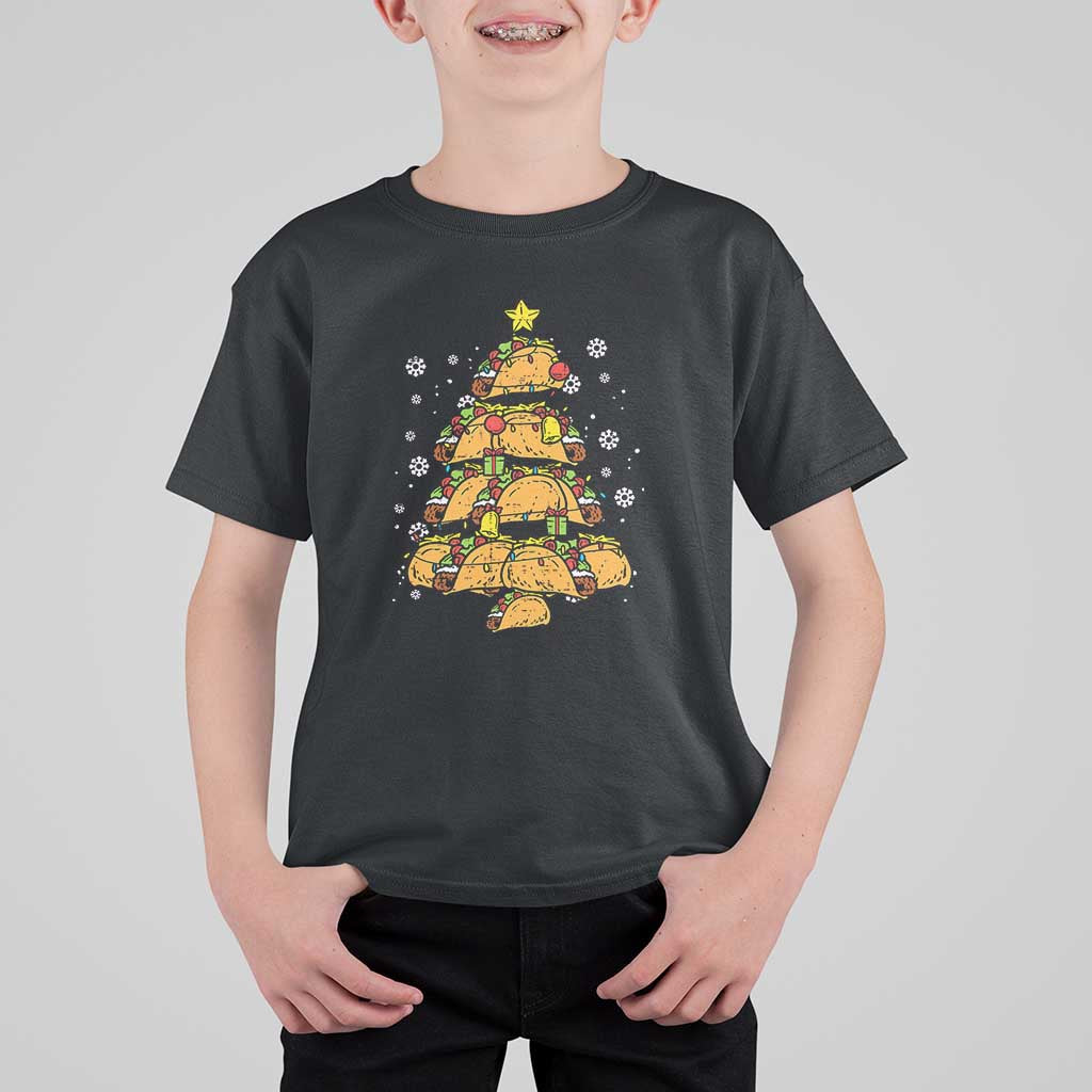 Taco Christmas Tree T Shirt For Kid Mexican Food Tacos Lover Xmas in Mexico