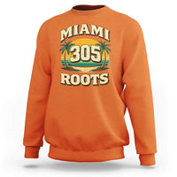 Vintage Miami 305 Roots Sweatshirt Retro Sunset Palm Trees Florida Natives