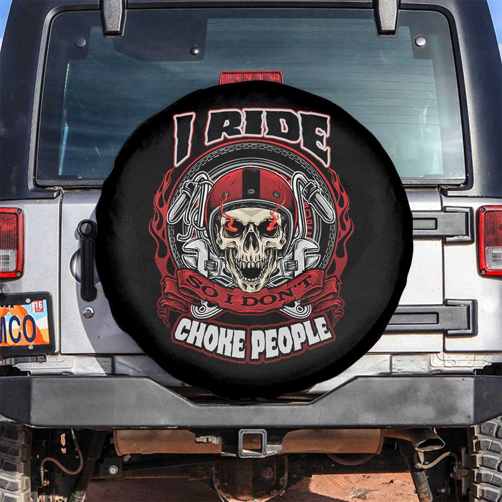 Biker Skull Spare Tire Cover Motorcycle Biker I Ride So I Don't Choke Funny Life Behind Bars