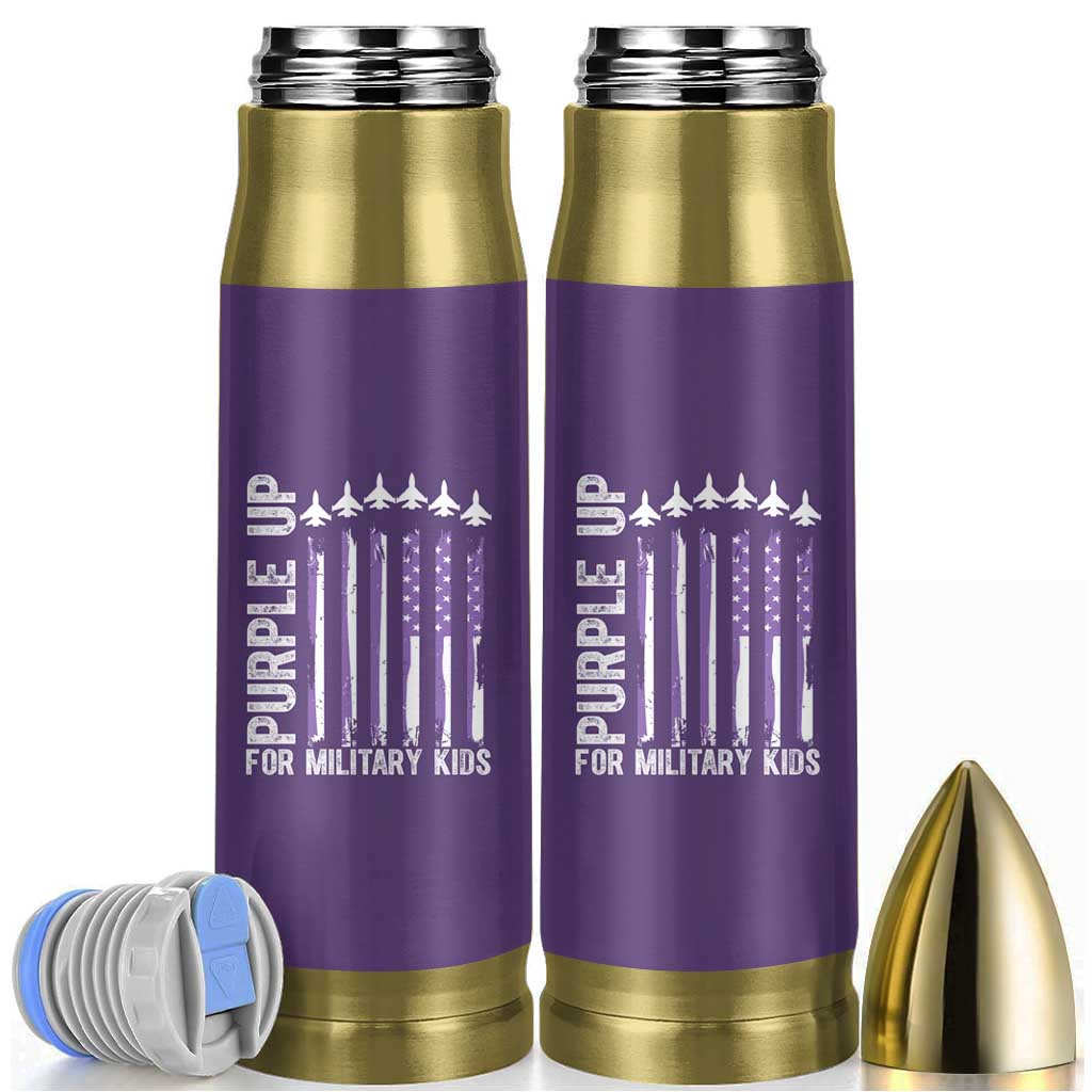 Purple Up For Military Kids Bullet Tumbler American Flag Air Force Military Child Month