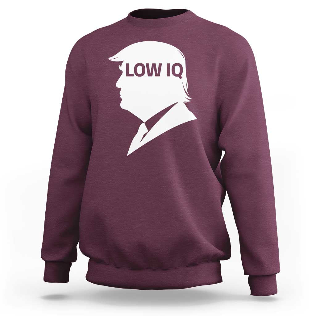 Low IQ Political Silhouette Profile Humor Sweatshirt Satirical Politics Subtle Hate