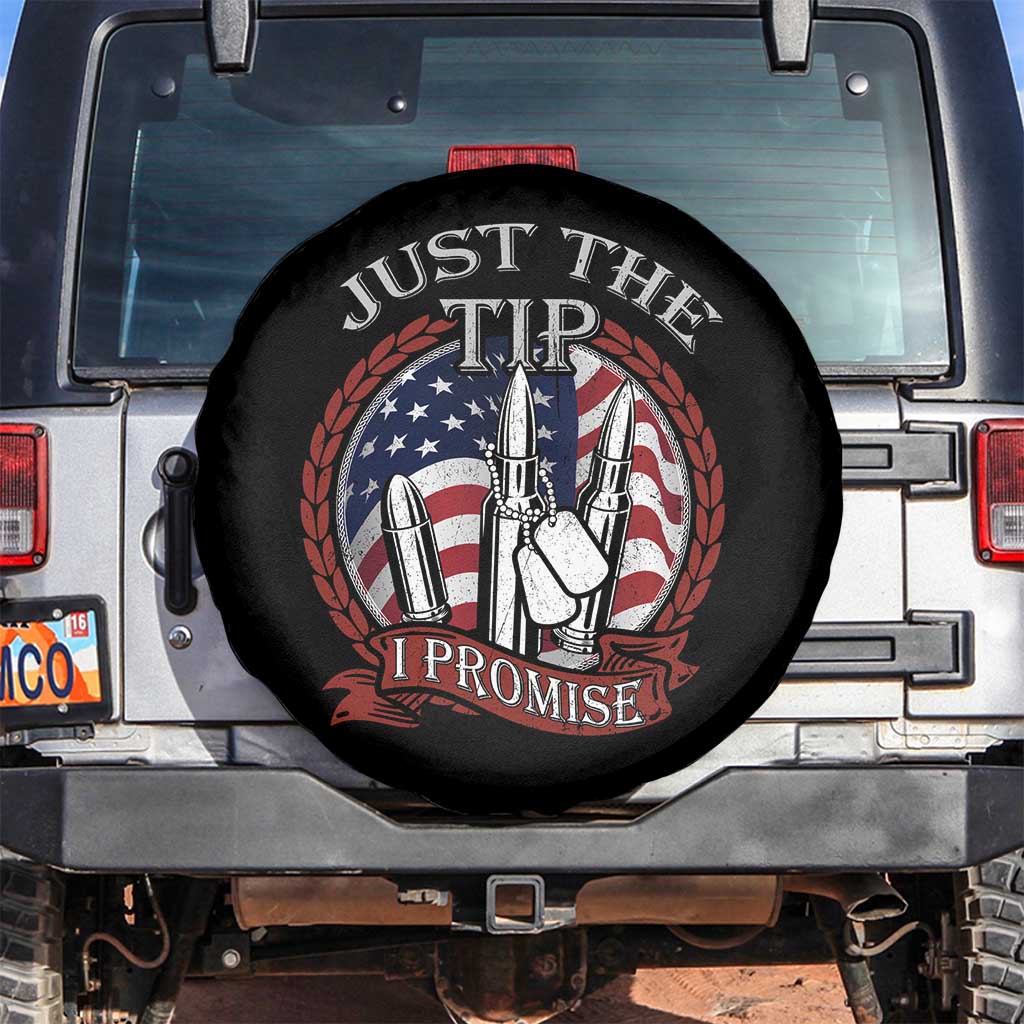 Funny Veteran Spare Tire Cover Just The Tip I Promise American Flag Bullets