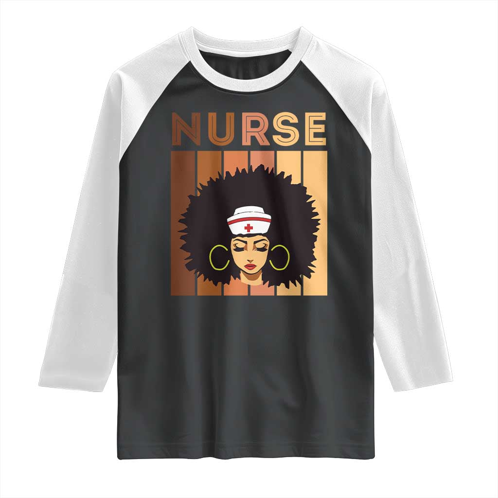 Black Nurse Raglan Shirt Magic Afro Melanin RN Woman