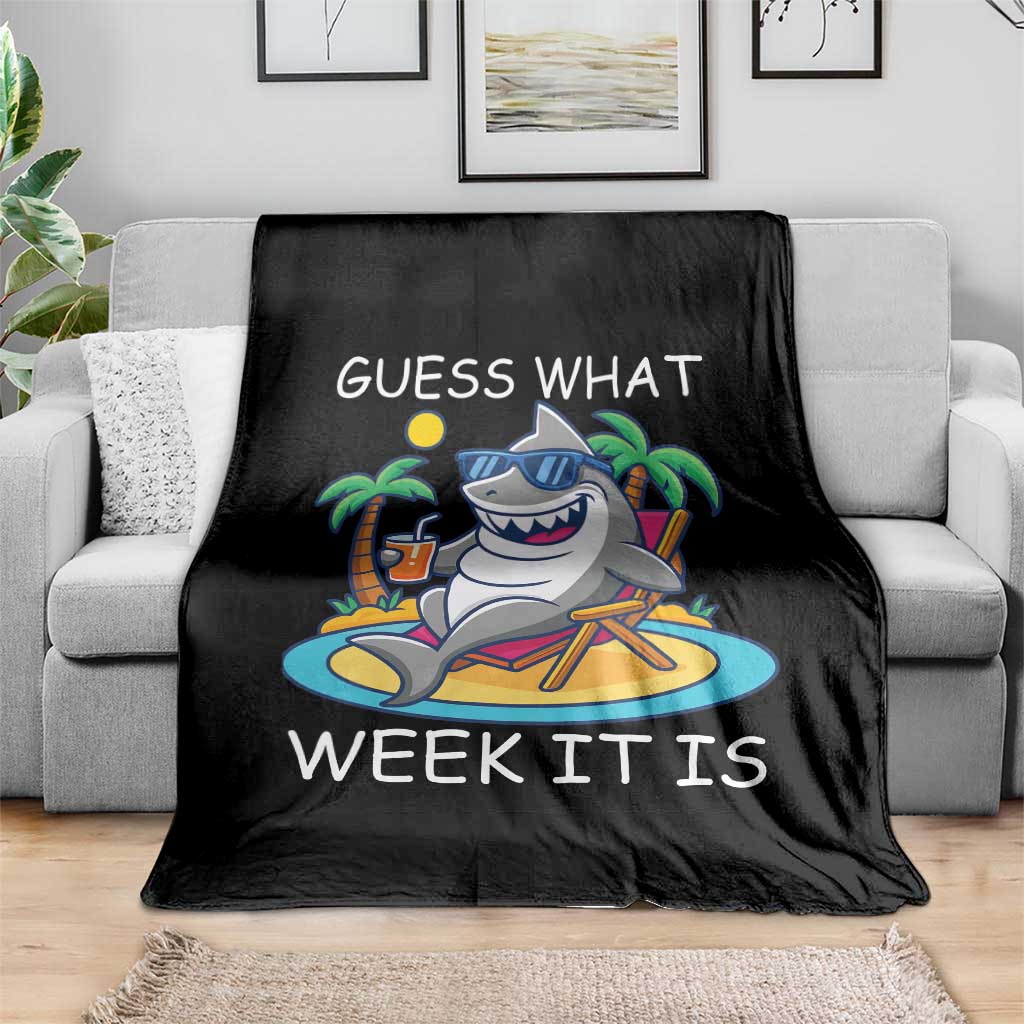 Funny Shark Lover Week Throw Blanket Week Guess What Week It Is Summer Beach - Wonder Print Shop