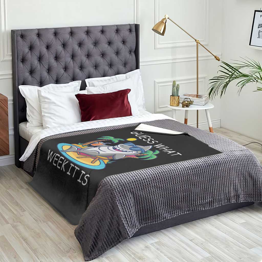 Funny Shark Lover Week Throw Blanket Week Guess What Week It Is Summer Beach - Wonder Print Shop