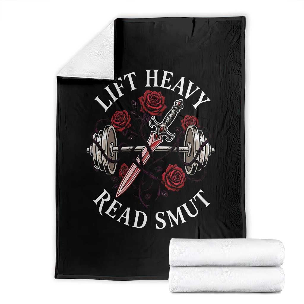 Lift Heavy Read Smut Funny Bookish Fitness Throw Blanket Vintage Gothic Dagger Roses Weightlifting Spicy Romance Book Lover
