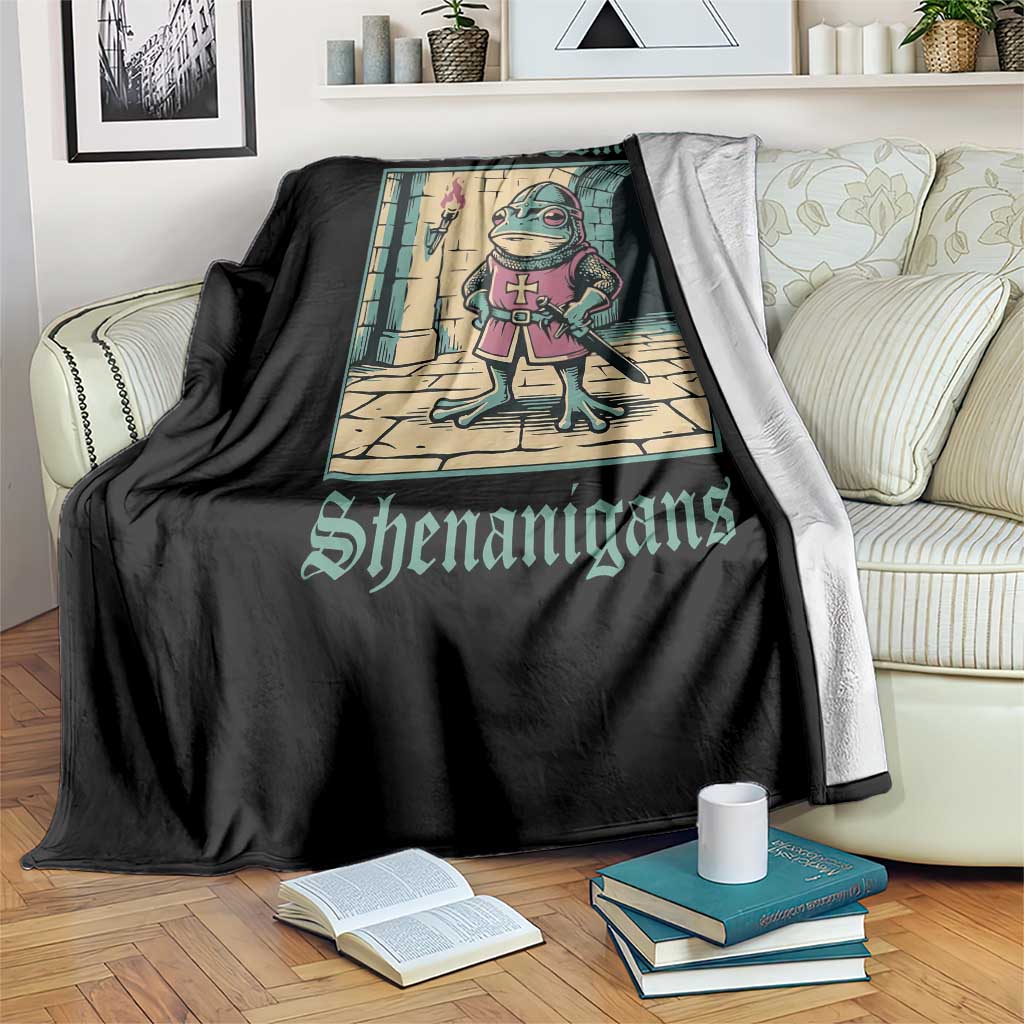 Funny Medieval Frog Knight Fantasy RPG Meme Throw Blanket Off To Commit Shenanigans