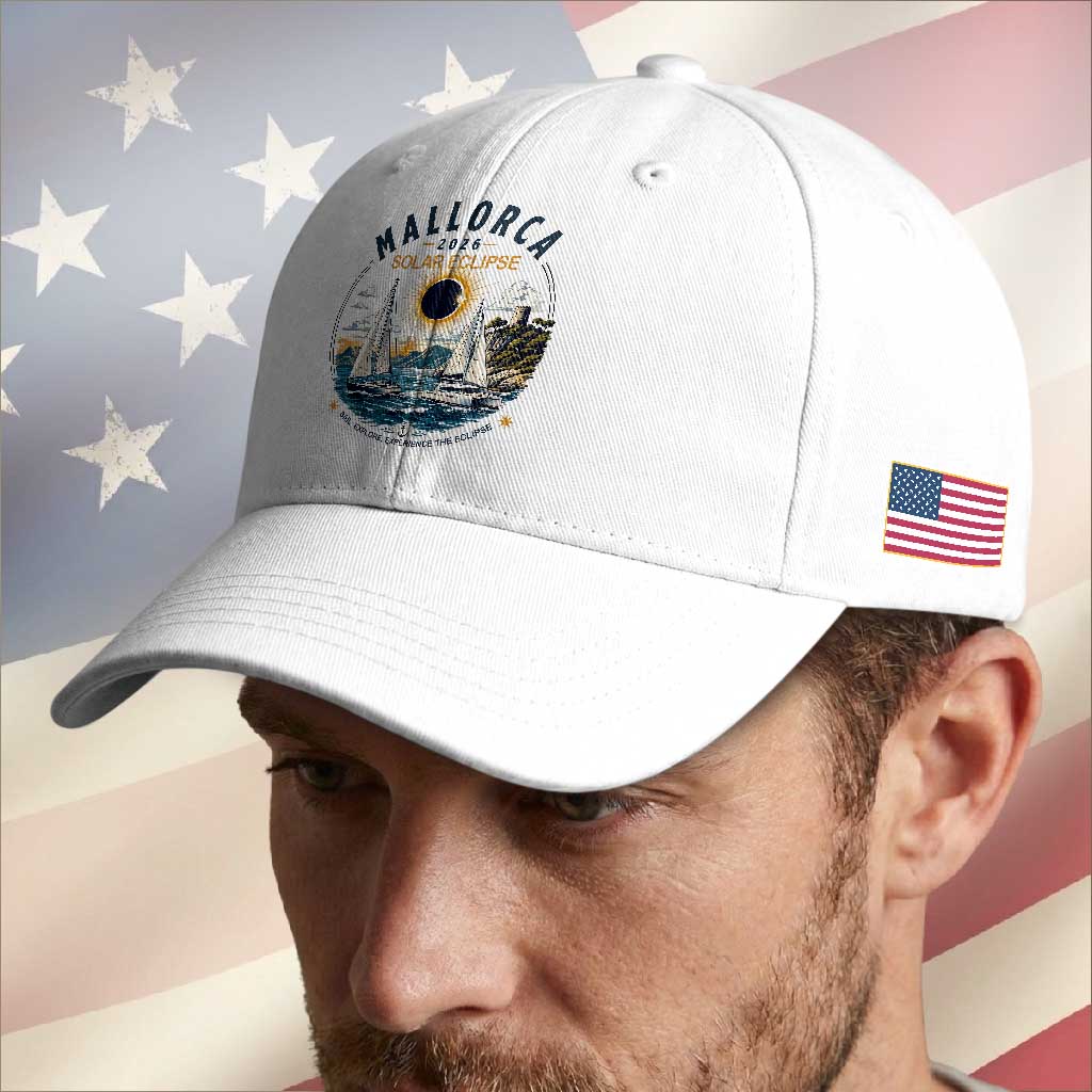 Mallorca Spain 2026 Total Solar Eclipse Baseball Cap Sailing Cruise Totality Sail Explore Experience Travel Souvenir