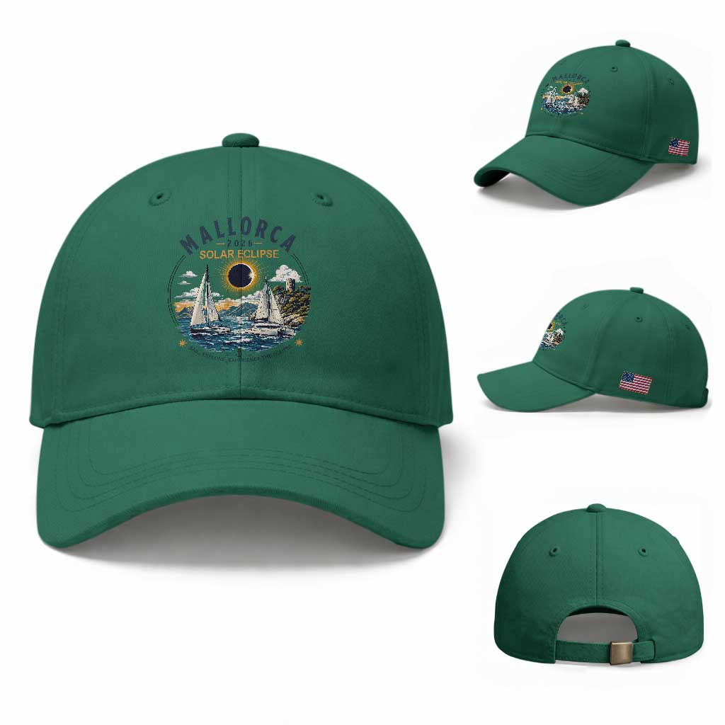 Mallorca Spain 2026 Total Solar Eclipse Baseball Cap Sailing Cruise Totality Sail Explore Experience Travel Souvenir