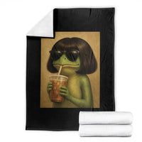 Funny Frog Bob Haircut Renaissance Painting Meme Throw Blanket