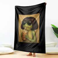 Funny Frog Bob Haircut Renaissance Painting Meme Throw Blanket