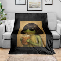 Funny Frog Bob Haircut Renaissance Painting Meme Throw Blanket