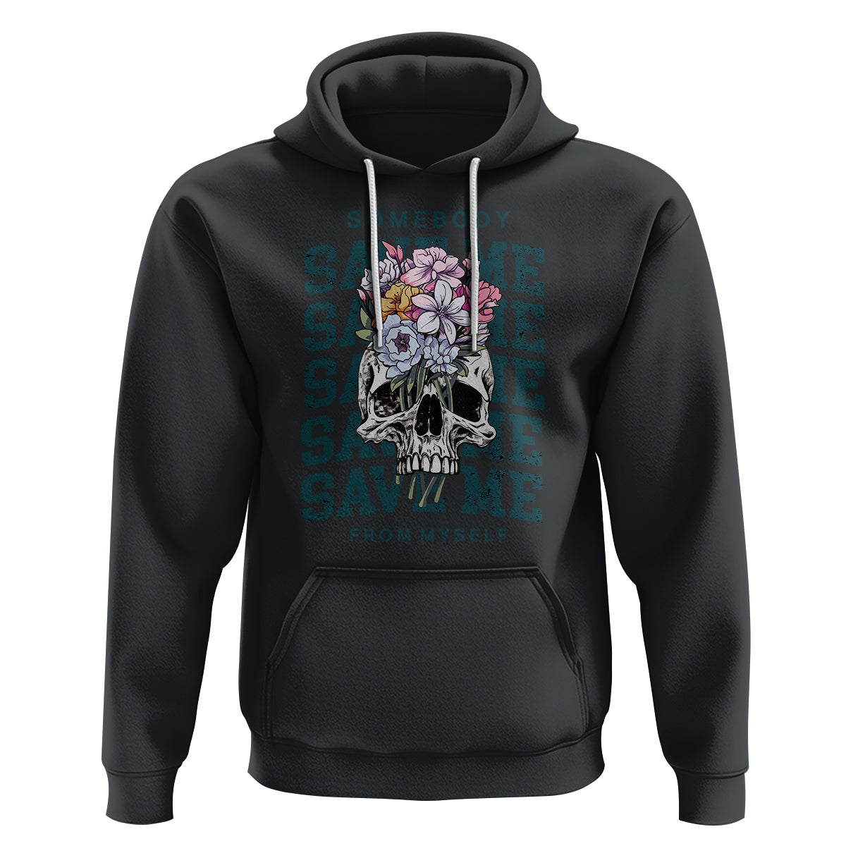 Retro Western Skull Hoodie Somebody Save Me From Myself Country Music - Wonder Print Shop