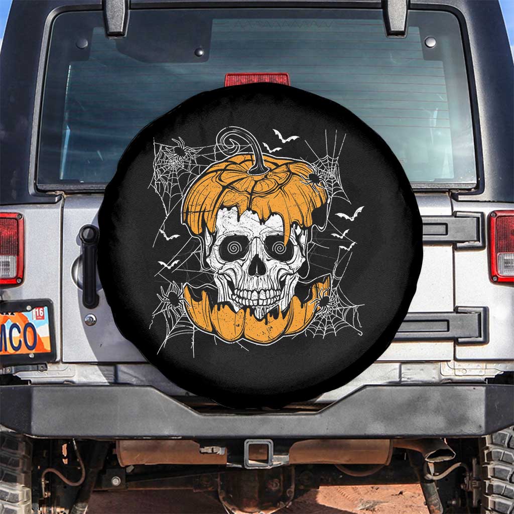 Halloween Skull Spare Tire Cover Spooky Skull In Pumpkin Halloween Costume