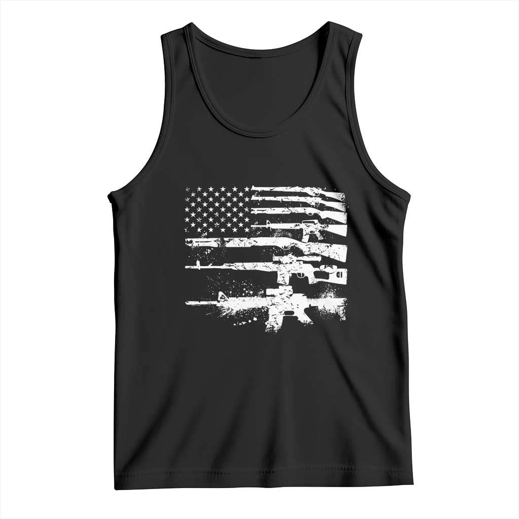 Machine Guns American Flag Tank Top For Gun Owner Lover 2A Retro Vintage