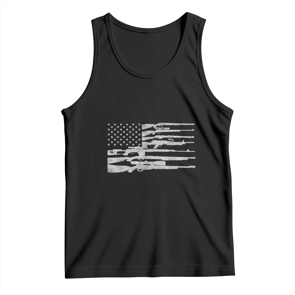 American Flag Rifle Firearm Tank Top Machine Guns 2A