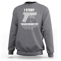 Graphic slogan crewneck sweatshirt, charcoal gray with white front print