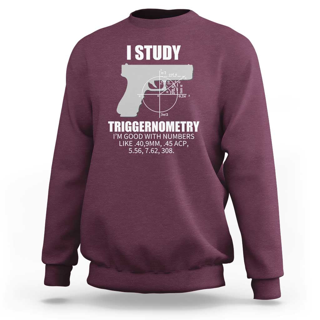 Graphic slogan crewneck sweatshirt, maroon with white front print