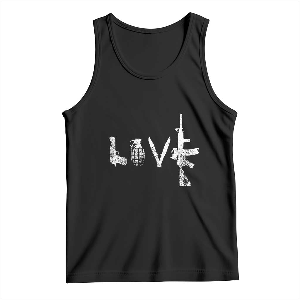 Gun Lover Tank Top LOVE AR15 Handgun Grenade