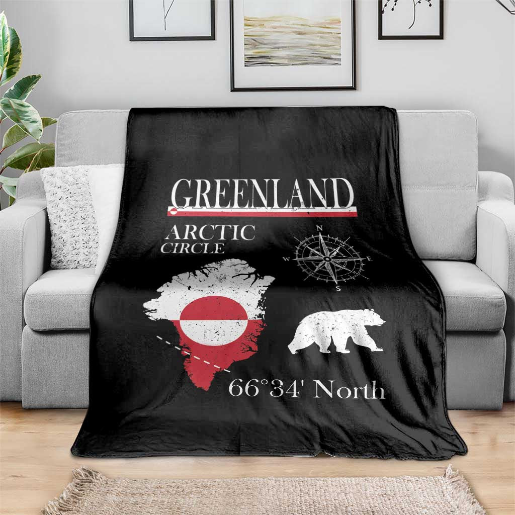Greenland Arctic Circle Throw Blanket Map Compass and Polar Bear Adventure