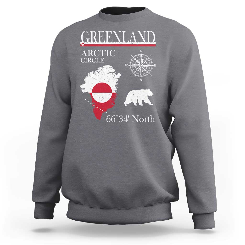 Greenland Arctic Circle Sweatshirt Map Compass and Polar Bear Adventure