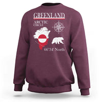 Greenland Arctic Circle Sweatshirt Map Compass and Polar Bear Adventure