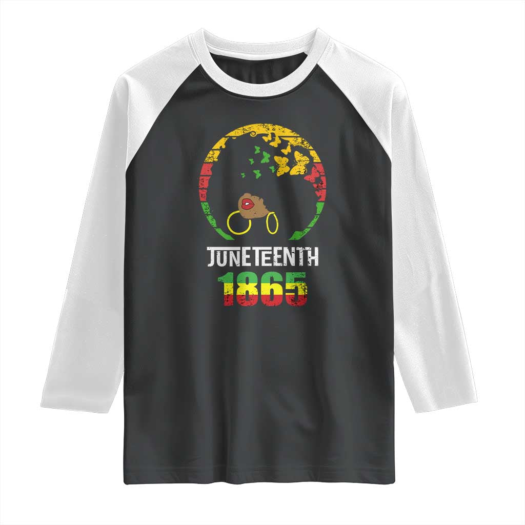 Juneteenth 1865 Raglan Shirt Retro Black Woman Pride