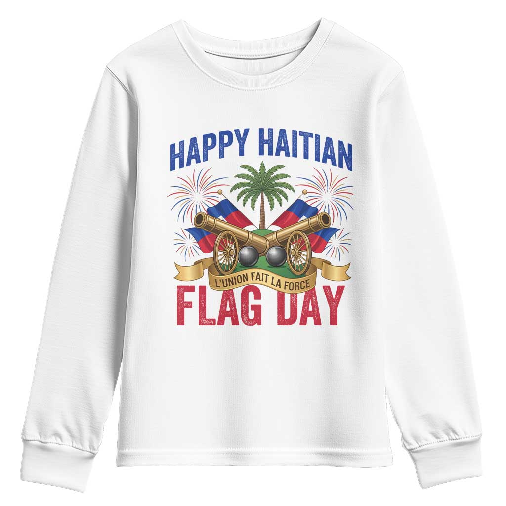 Happy Haitian Flag Day Celebration Graphic Youth Sweatshirt May 18 National Pride Haiti Heritage