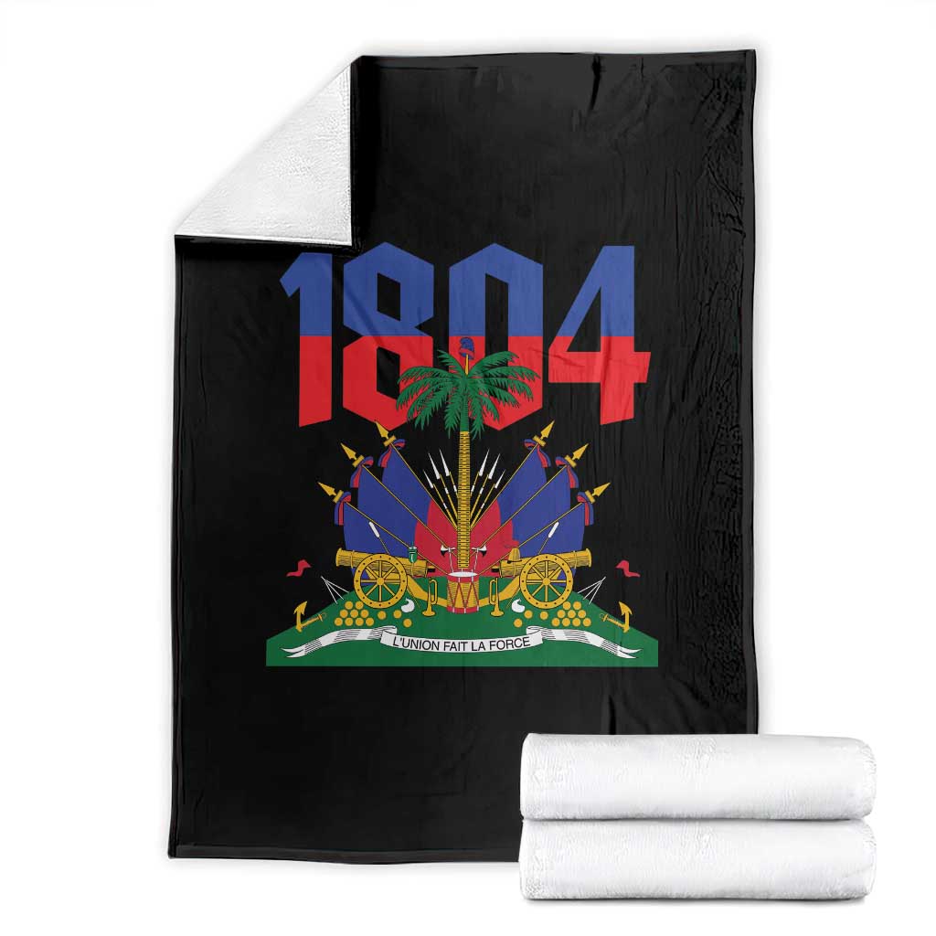 Haiti 1804 Independence Year Graphic Throw Blanket Haitian Pride Coat of Arms National Heritage